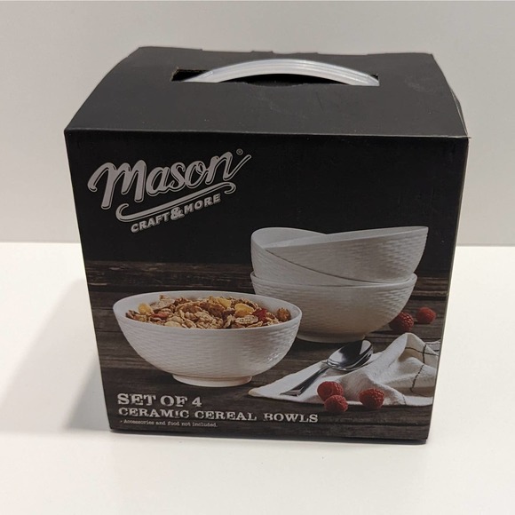 Mason White Weave Ceramic Cereal Bowls (Set of 4, with Original Box) - Picture 9 of 9